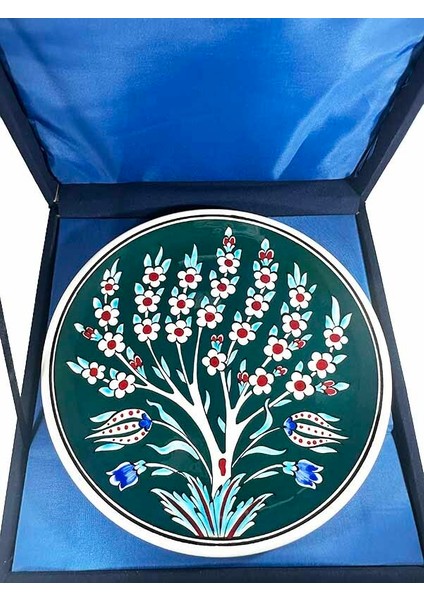 Yeşil Zeminli Hayat Ağacı Desenli 25CM Iznik Çini Tabak modelleri
