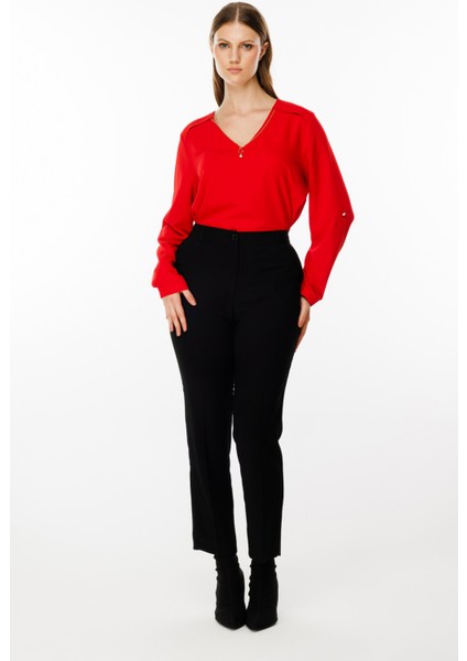 Kadın Büyük Beden Dar Paça Pantolon 1683 Siyah