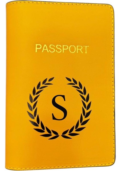 Harf Tasarımlı Deri Pasaport Kılıfı S