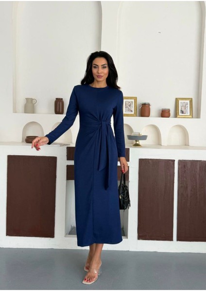 Yandan Bağlamalı Modal Kumaş Uzun Elbise modelleri