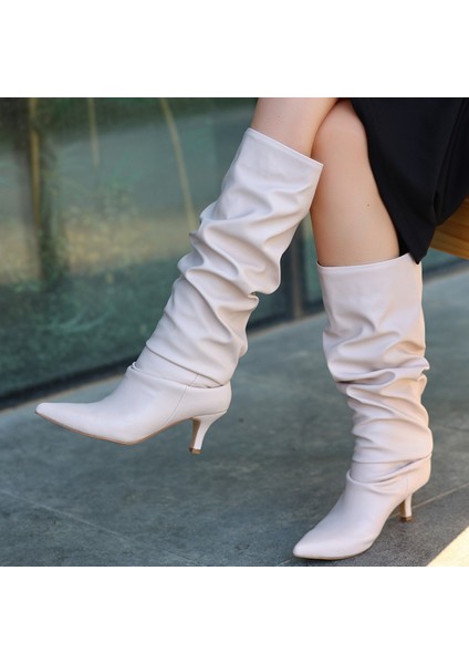 Eyesof Zelya Bej Cilt Topuklu Çizme fırsatları