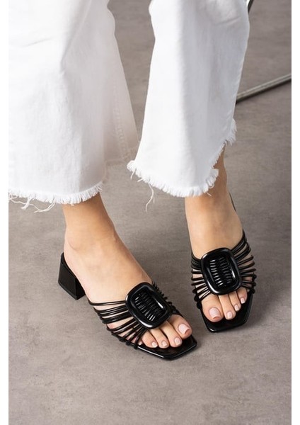 Eyesof Anca Siyah Rugan Topuklu Terlik