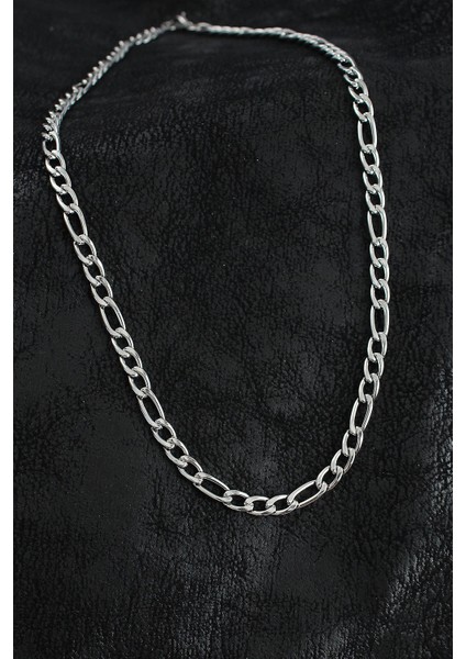 Bfs 316L Çelik Kalın Figaro Zincir Model Gümüş Renk Erkek Kolye