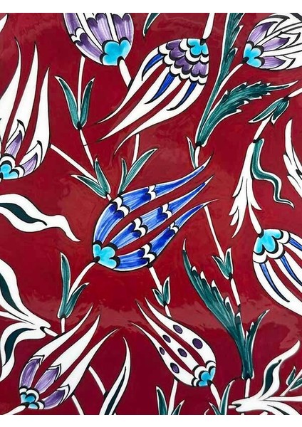 Akademik Onur Hediyesi, Kırmızı Zeminli Lale Desenli Iznik Çini Tabak fiyatları