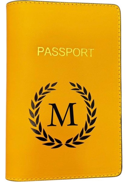 Harf Tasarımlı Deri Pasaport Kılıfı M