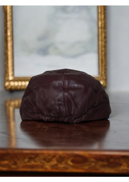 Hakiki Deri Kasket Şapka Erkek Bordo Rengi Hakikideribordokasket1 indirimleri