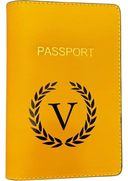 Harf Tasarımlı Deri Pasaport Kılıfı V
