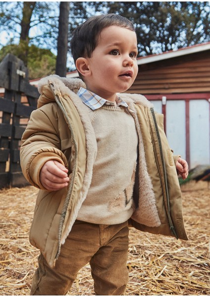 1-4 Yaş Arası Kapüşonlu Mont - Bej