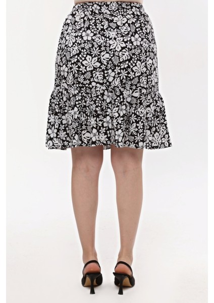 Midi Boy Viskon Kumaş Çiçek Desenli Etek