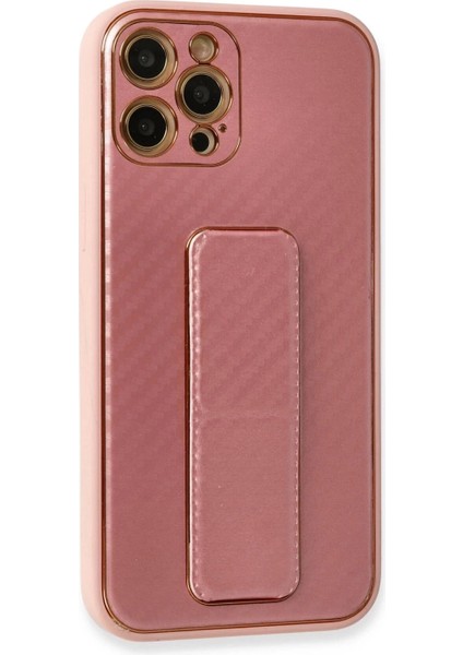 iPhone 12 Pro Kılıf Coco Karbon Standlı Kapak - Pembe fiyatları