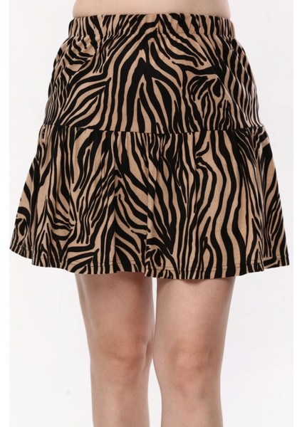 Süet Kadife Zebra Desenli Şort Etek fırsatları