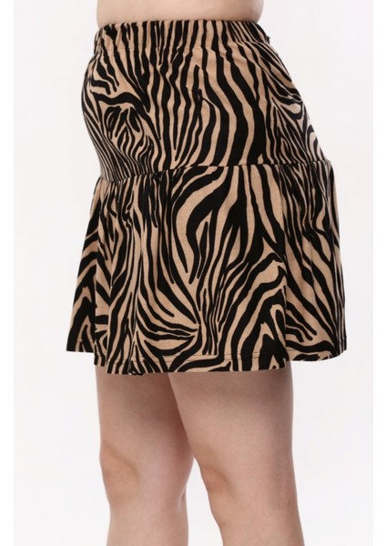 Süet Kadife Zebra Desenli Şort Etek indirimleri