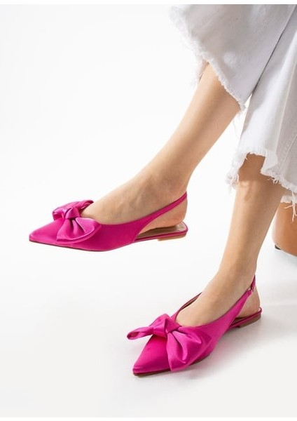Eyesof Cenya Fuşya Saten Babet Ayakkabı