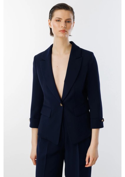 Kadın Tek Düğme Duble Kol Ceket 4208 Lacivert fiyatları