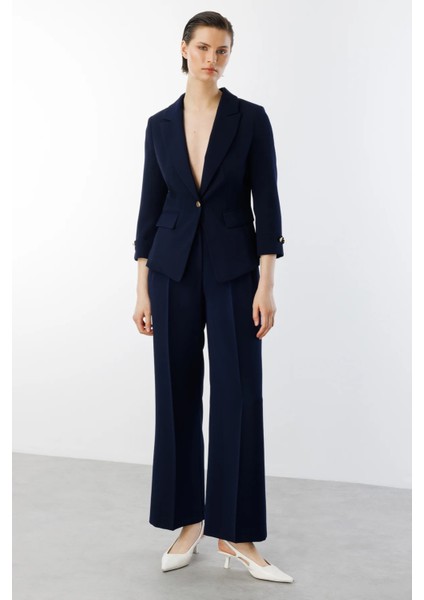 Kadın Tek Düğme Duble Kol Ceket 4208 Lacivert modelleri