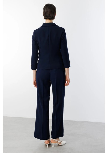 Kadın Tek Düğme Duble Kol Ceket 4208 Lacivert fırsatları