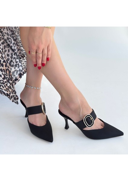 Eyesof Yote Siyah Saten Topuklu Terlik fırsatları