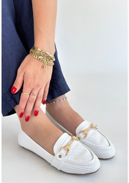 Eyesof Rain Beyaz Cilt Babet Ayakkabı modelleri