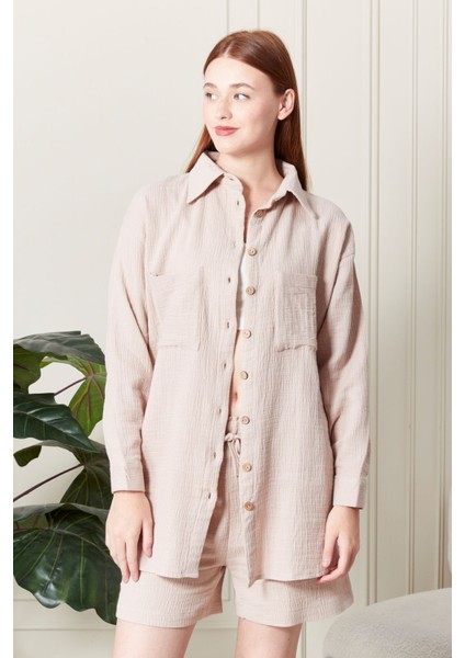 %100 Pamuk Kumaş Kadın Gömlek