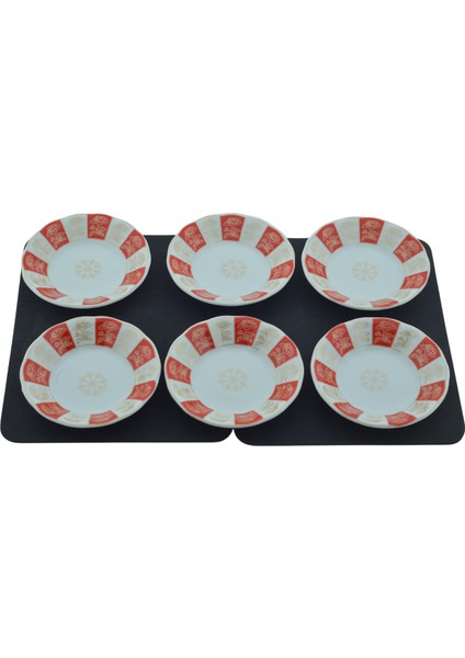 Porselen 6 Kişilik Çiçek Desenli Kırmızı Beyaz Çay Tabağı 11CM modelleri