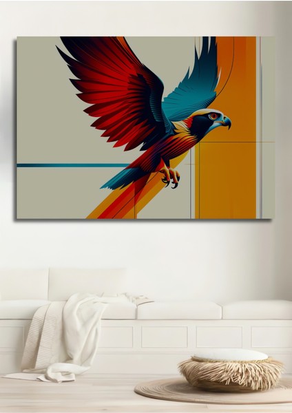 Modern Sanat Akımı Kartal Yağlı Boya Görünümlü Ev/işyeri/ofis Dekoratif Ahşap Kare Tablo
