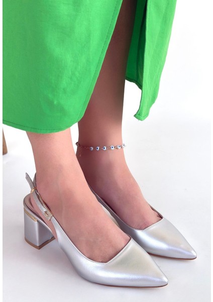 Eyesof Buant Gümüş Cilt Topuklu Ayakkabı modelleri