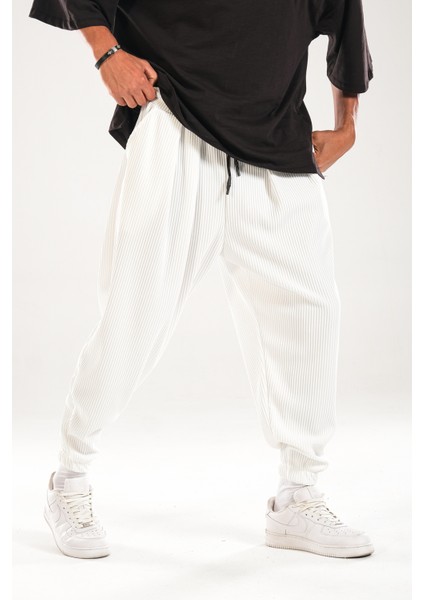 Fitilli Pileli Beyaz Şalvar Pantolon fiyatları