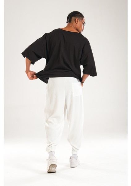 Fitilli Pileli Beyaz Şalvar Pantolon fırsatları