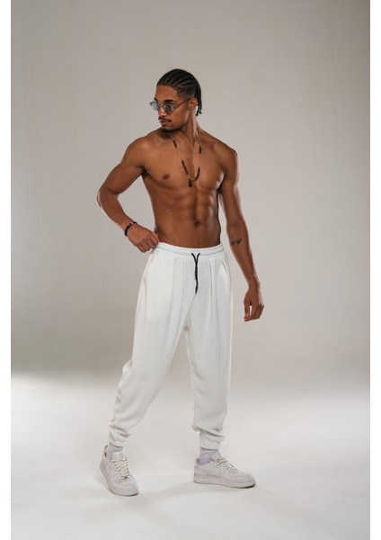 Fitilli Pileli Beyaz Şalvar Pantolon indirimleri