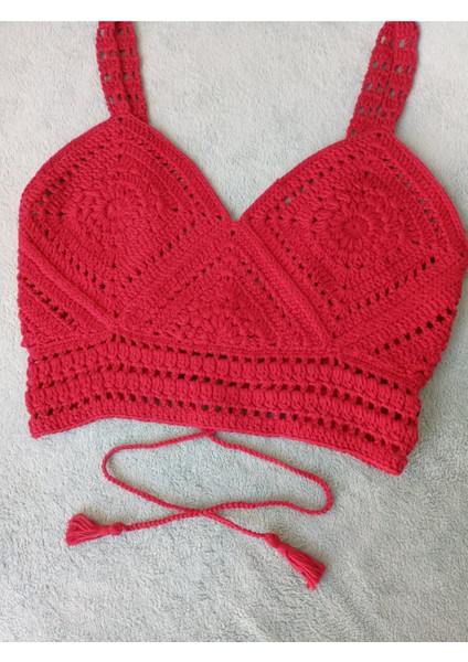 Vip Handmade Kırmızı Crop Top Büstiyer modelleri