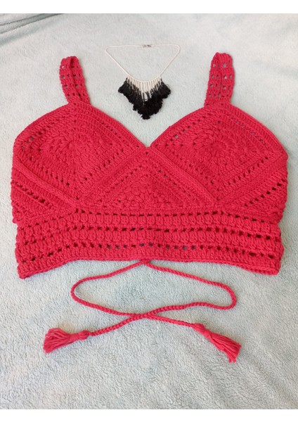 Vip Handmade Kırmızı Crop Top Büstiyer fırsatları