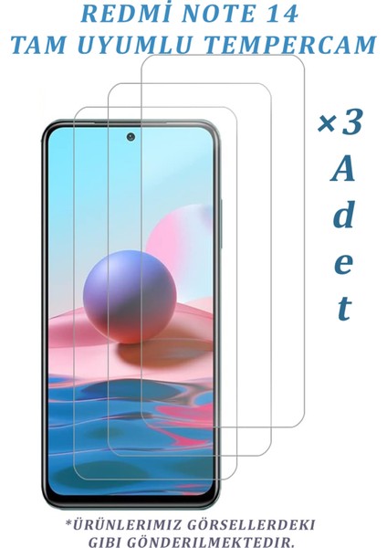 3 Adet Redmi Note 14 Uyumlu Temperli Cam Ekran Koruyucu Kırılmaz Cam