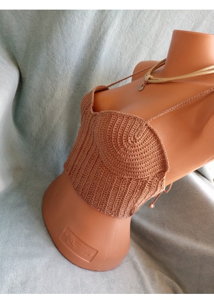 Vip Handmade Koyu Bej Crop Top Büstiyer fırsatları