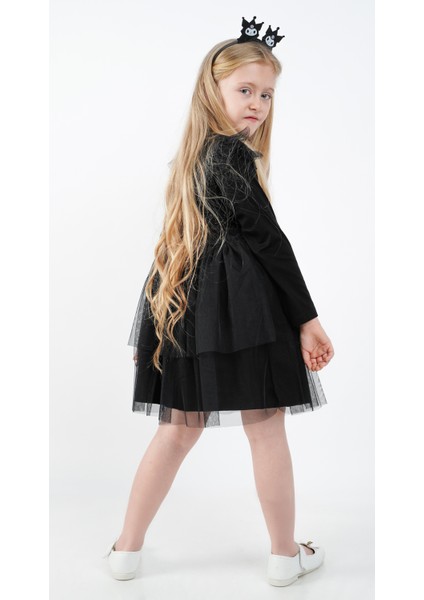 Kuromi Siyah Tül Detaylı Kız Çocuk Elbisesi fırsatları