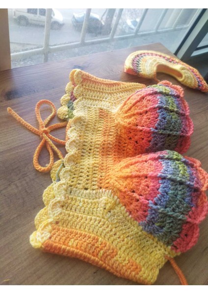 Handmade Renkli Kol Detaylı Büstiyer Crop Top