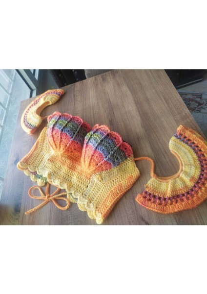 Handmade Renkli Kol Detaylı Büstiyer Crop Top