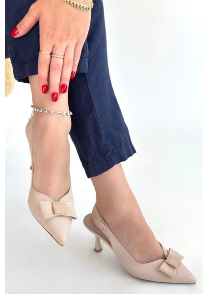 Leyya Bej Cilt Topuklu Ayakkabı fiyatları