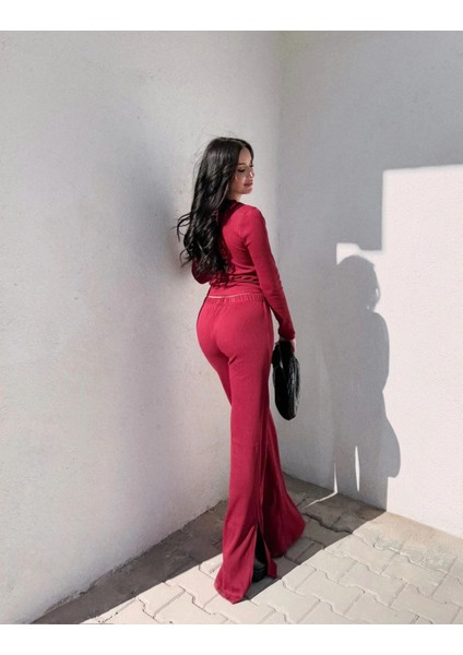 Pencereli Detaylı Alt Üst Takım Bordo W3864 fiyatları