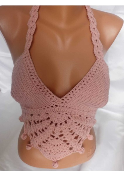 Gül Kurusu Rengi Handmade Crop Top Büstiyer fırsatları