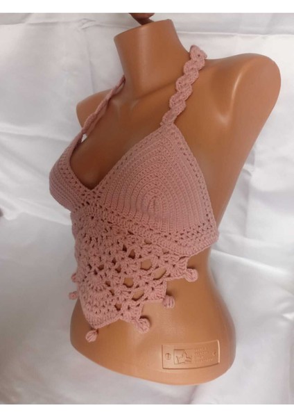 Gül Kurusu Rengi Handmade Crop Top Büstiyer indirimleri