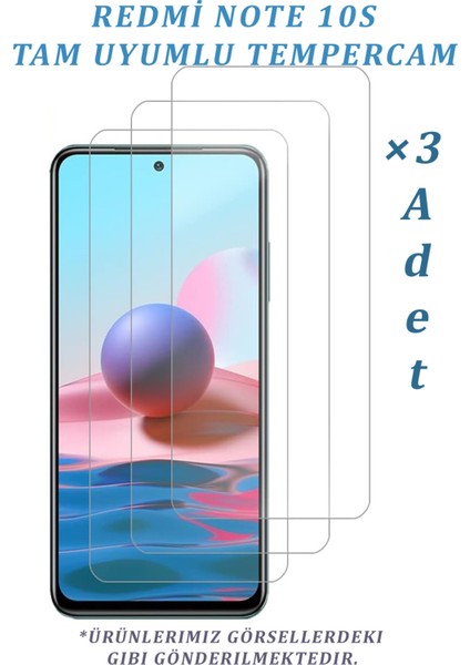3 Adet Redmi Note 10S Uyumlu Temperli Cam Ekran Koruyucu Kırılmaz Cam (3 Adet)