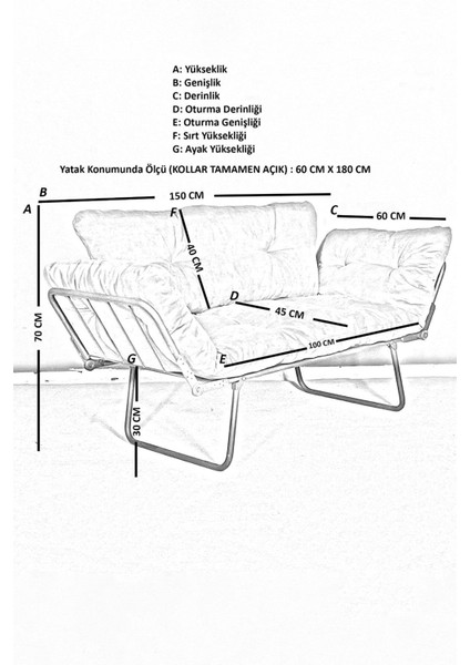 Katlanır Yataklı Ikili Kanepe – Mekanizmalı Çekyat Koltuk, Ergonomik ve Şık Tasarım, Krem fiyatları
