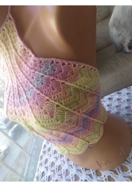 Renkli Halter Yaka Crop Top