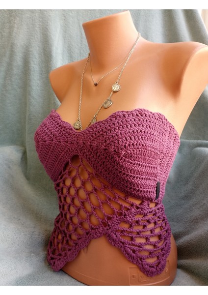 Vip Handmade Bordo Crop Top Büstiyer fiyatları