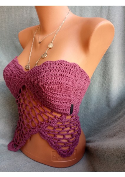 Vip Handmade Bordo Crop Top Büstiyer modelleri