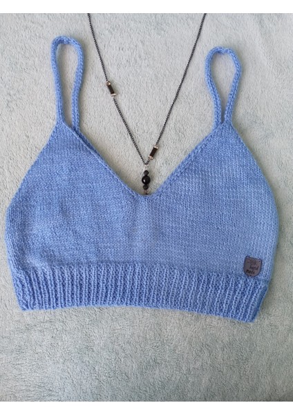 Vip Handmade Mavi Crop Top Büstiyer