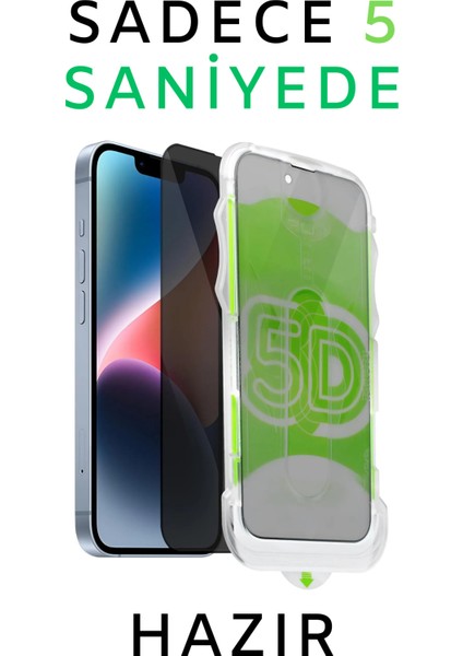 iPhone 15 Promax Uyumlu Kolay Uygulama Aparatlı Hayalet Tam Kapatan Cam Ekran Koruyucu