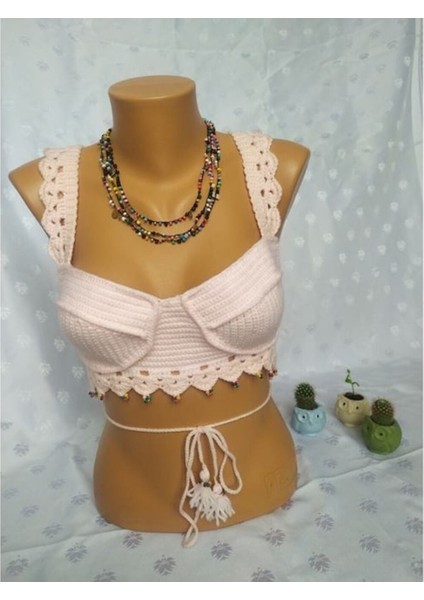 Kadın Crop Büstiyer Pudra fiyatları