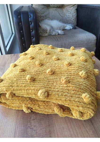 Hardal Sarı Pıtırcık Kadife Battaniye indirimleri