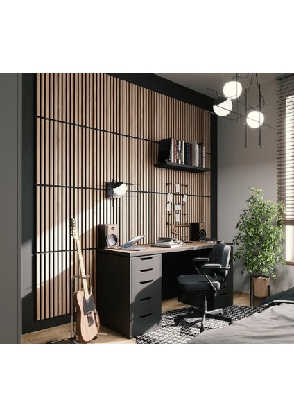 Ceviz Renk Akustik Duvar Paneli 50X50 cm – Mdf & Keçe Tabanlı Dekoratif Panel